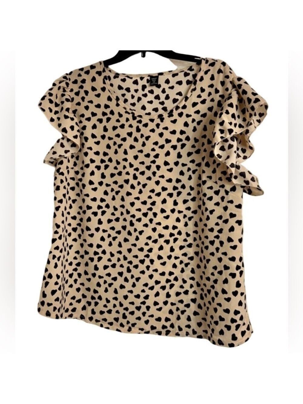 🔵NWOT Women's SHEIN Blouse Top 2XL Beige Black